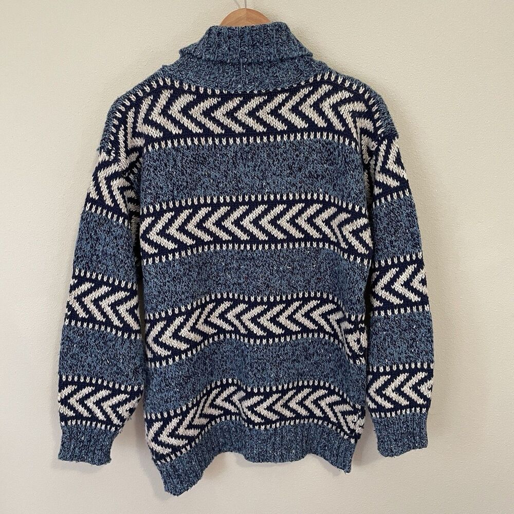 Vtg 90s Nordic Oversized Wool Sweater Womens M Ski Turtleneck Chunky Knit - Picture 5 of 8